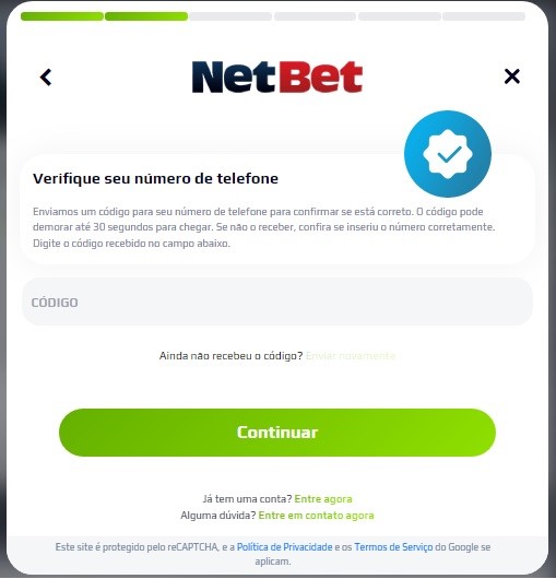 confirmação em duas etapas NETBET