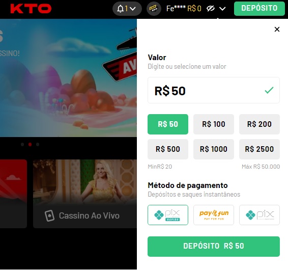 métodos de pagamento na kto cassino