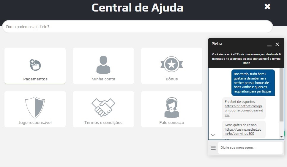 central de ajuda netbet