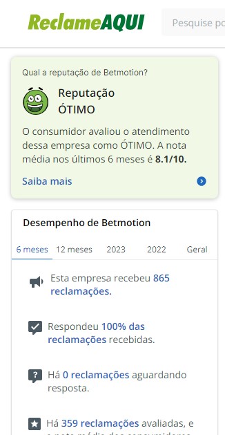 reputação reclame aqui betmotion 